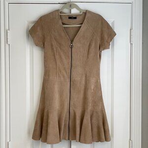 Fate front zipper suede dress